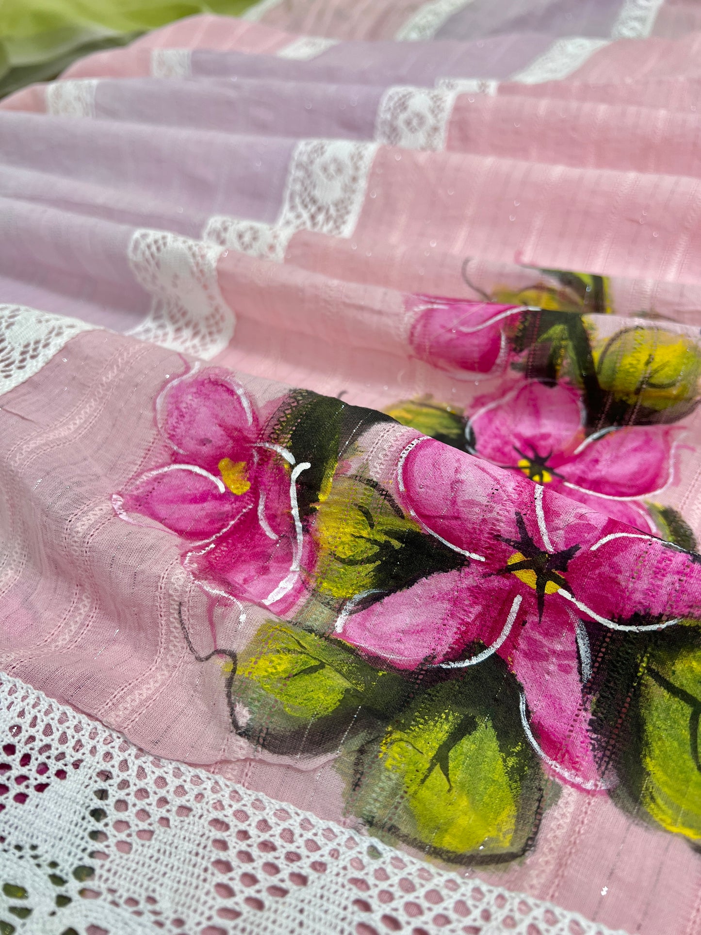Pink Unstitched Pakistani Suit In Mulmul Cotton