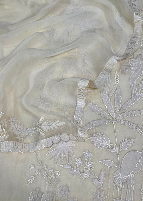 white silk organza suit at the best price