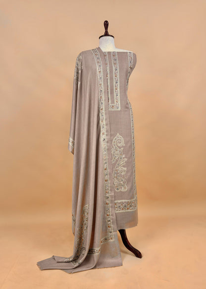 Pastel Green Pure Merino Wool With Beautiful Aari Embroidery