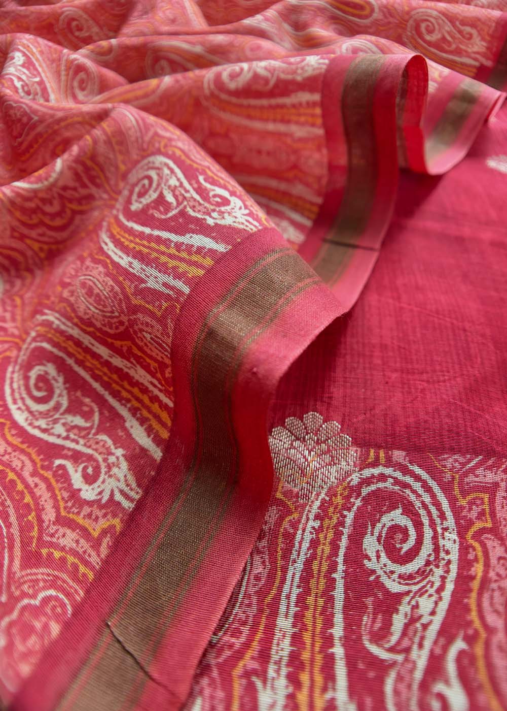 Red Banarasi Maheshwari Silk Suit Set