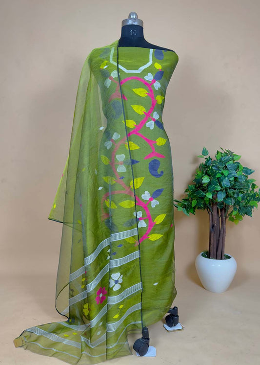 Organza suit with tangail weaving 