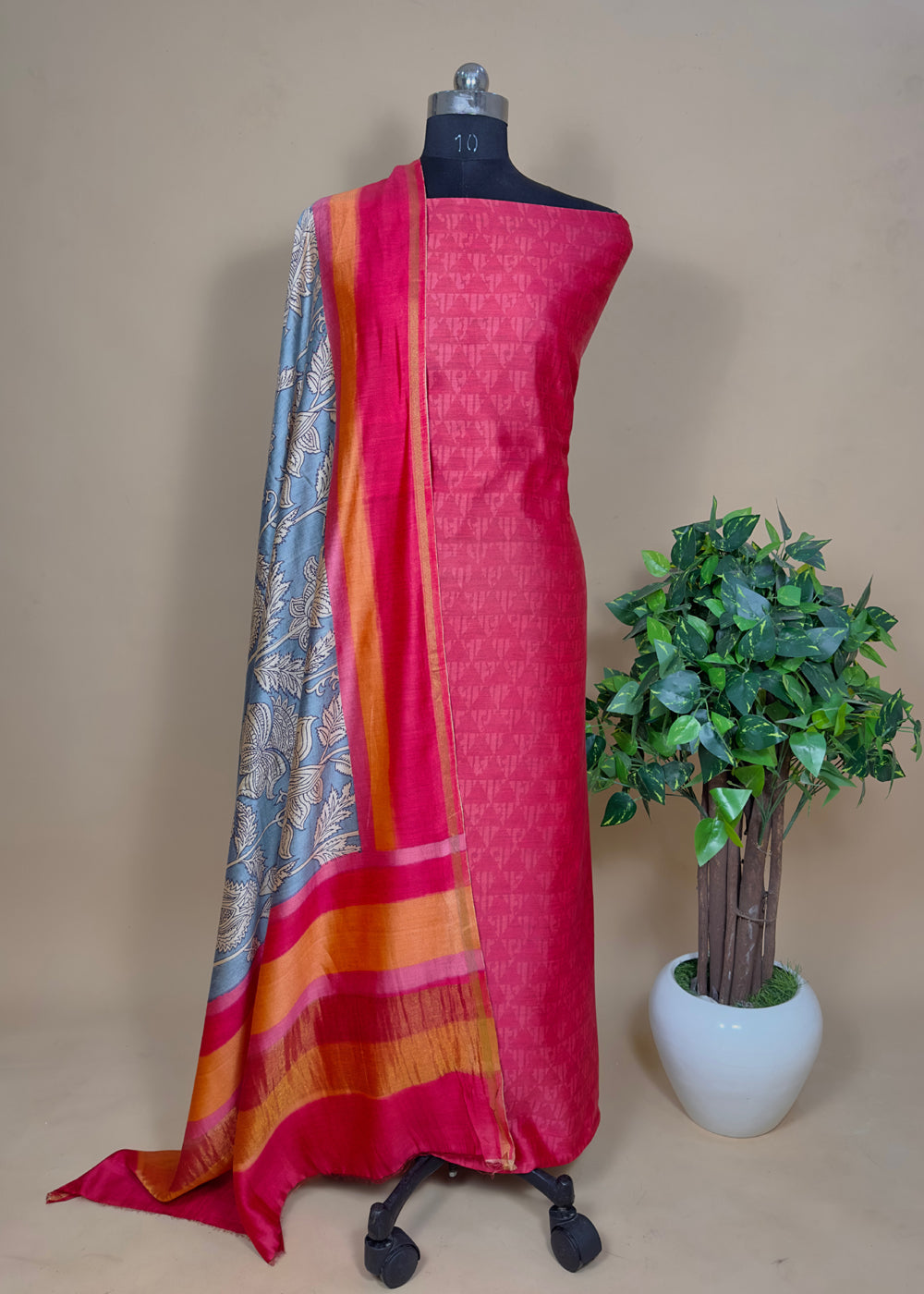 Red Maheshwari Silk Suits