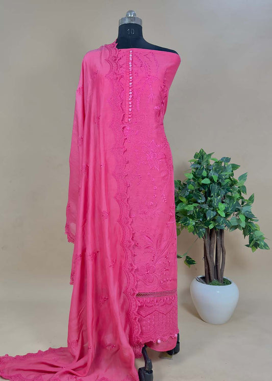 Pink Pure Linen Silk Suit