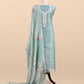 Blue Parsi Thread Embroidery Pure Organza Unstitched Suit With Dupatta