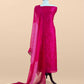 Pink Embroidered Organza Silk Unstitched Suit With Bandhani Dupatta