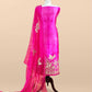 Pink Pure Lehariya Silk Suit With Kora Silk Dupatta