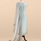 Sky Blue Handloom Kora Silk Suit With French Threat Embroidery