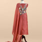 Garden Of Dreams Luxe Rust Orange Handloom Kora Silk Suit Fabric With Appliqué Work And French Thread Embroidery