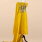 Garden Of Dreams Luxe Yellow Handloom Kora Silk Suit Fabric With Appliqué Work And French Thread Embroidery