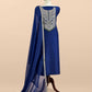 Royal Blue Luxe Handloom Dupion Silk Kurta and Kora Silk Dupatta With Handwork