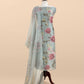 Teal Blue Crushed Tissue Silk Unstitched Suit