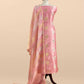 Peach Handloom Banarasi Unstitched Suit In Kora Tissue Silk