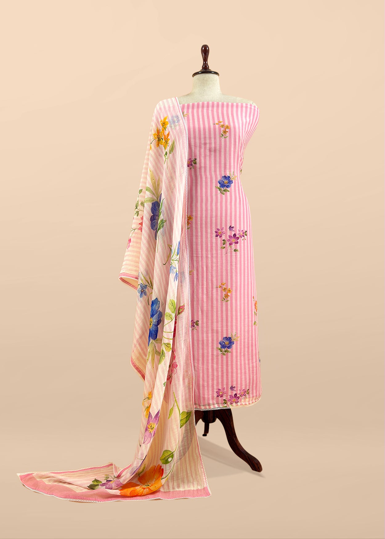 mulmul unstitched suit with dupatta

