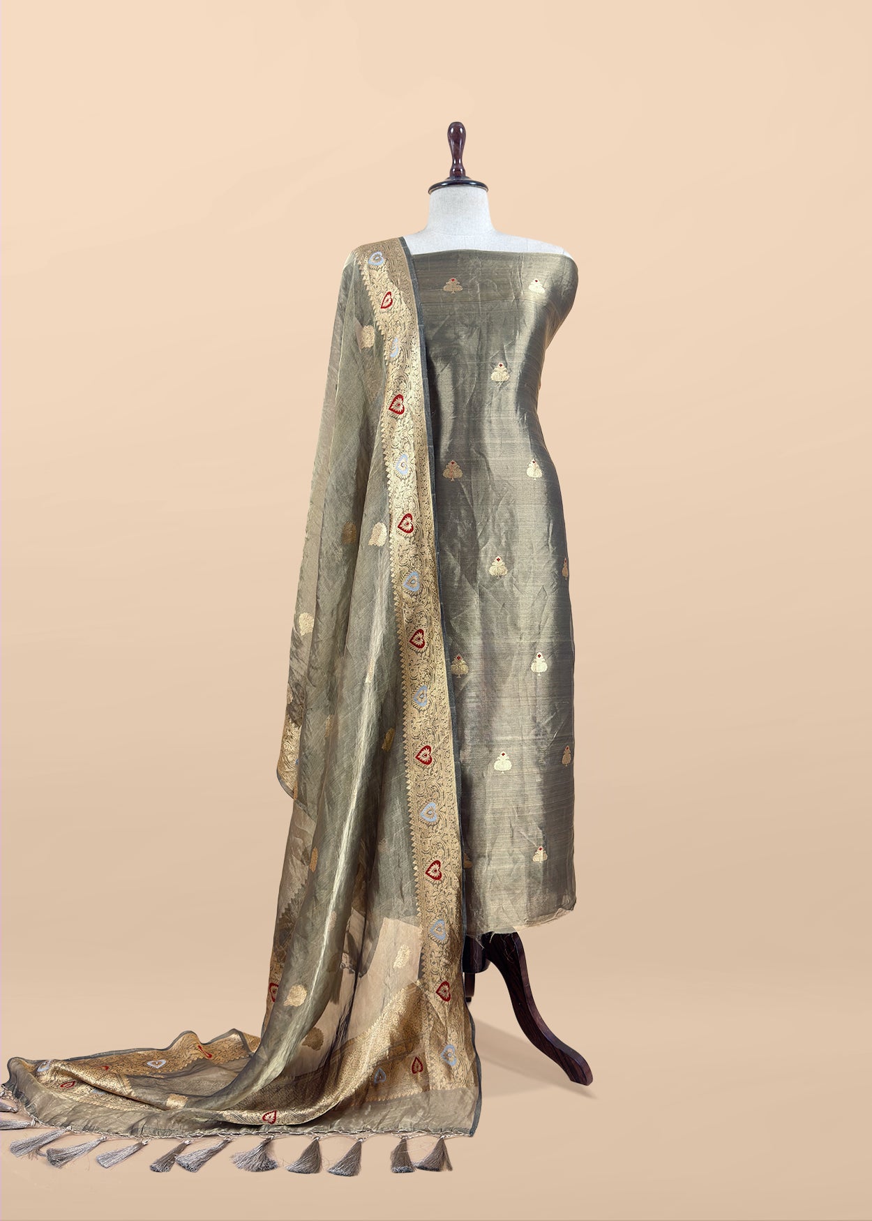 premium tissue silk suit with kadwa weaves

