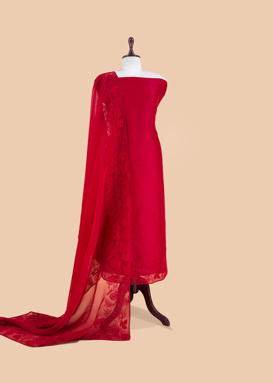 Premium quality kora silk unstitched suit with dupatta

