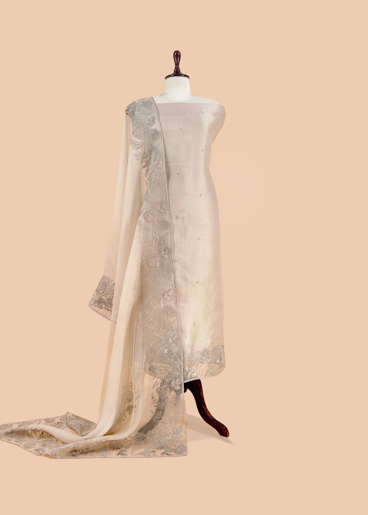 Premium quality kora silk unstitched suit with dupatta

