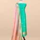 Turquoise Green Handloom Kadwa Weaves Kora Silk Kurta And Contrast Dupatta