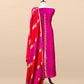 30Kalasheel Luxe Deep Pink Chiniya Silk With Gold Ikkat Weave