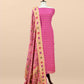 Luxe Taffy Pink Khaddi Georgette Suit Fabric With Mughal Meenakari Weaving