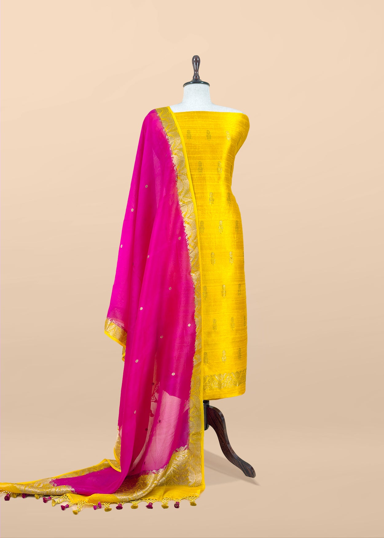 Buy Raw Silk Suit With Kora Silk contrast Dupatta


