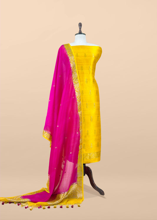 Buy Raw Silk Suit With Kora Silk contrast Dupatta

