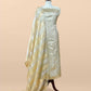Beige yellow Handloom Brocade Tissue Silk Suit With Dabka, Dori, Zardosi Handwork