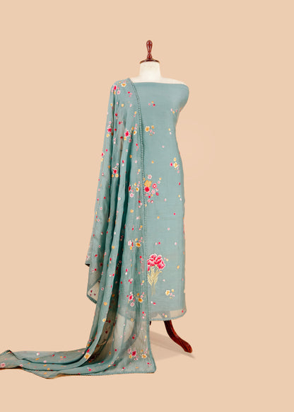 Summer wear mulmul unstitched suit with dupatta


