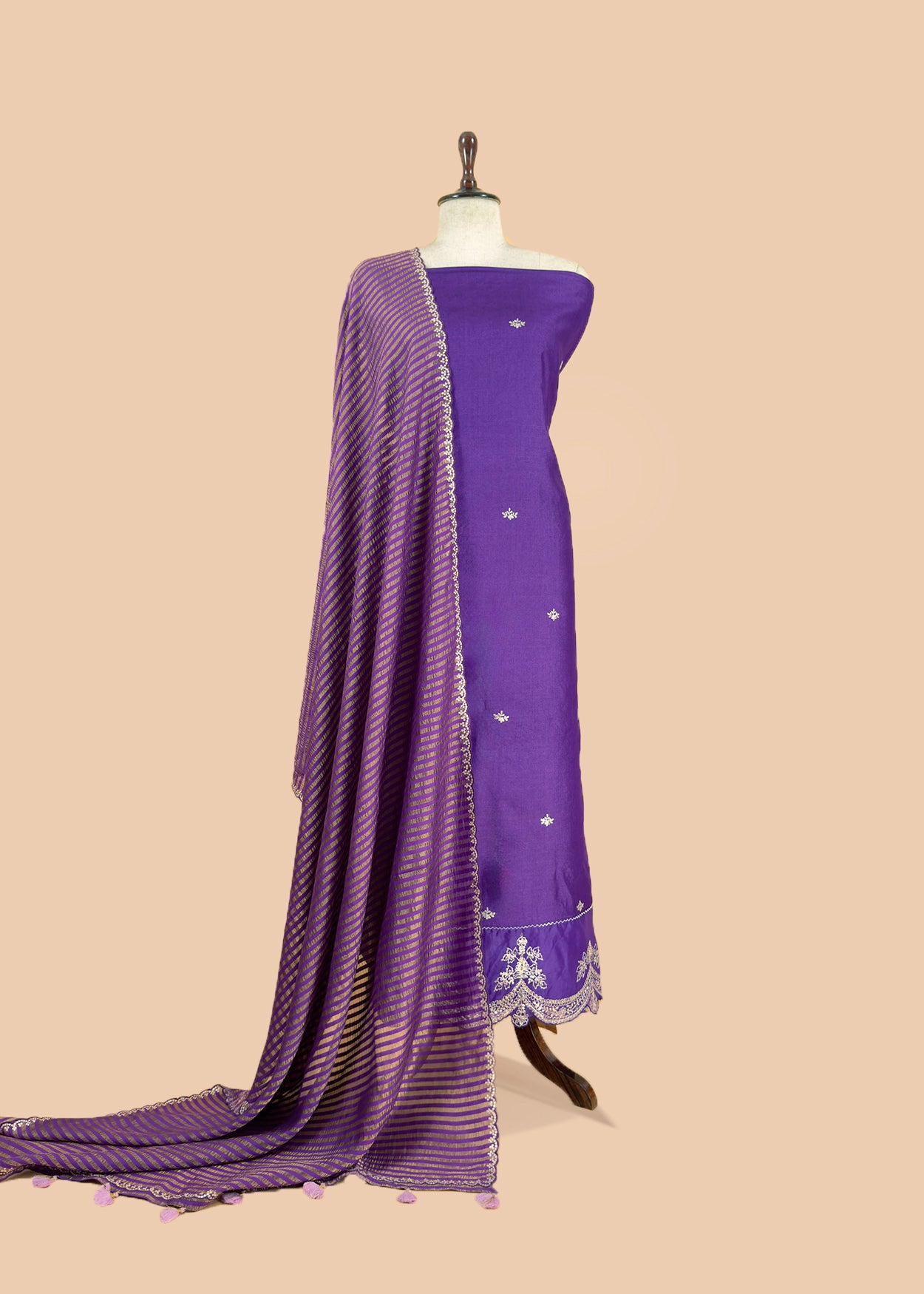 Art tussar unstitched suit with dupatta

