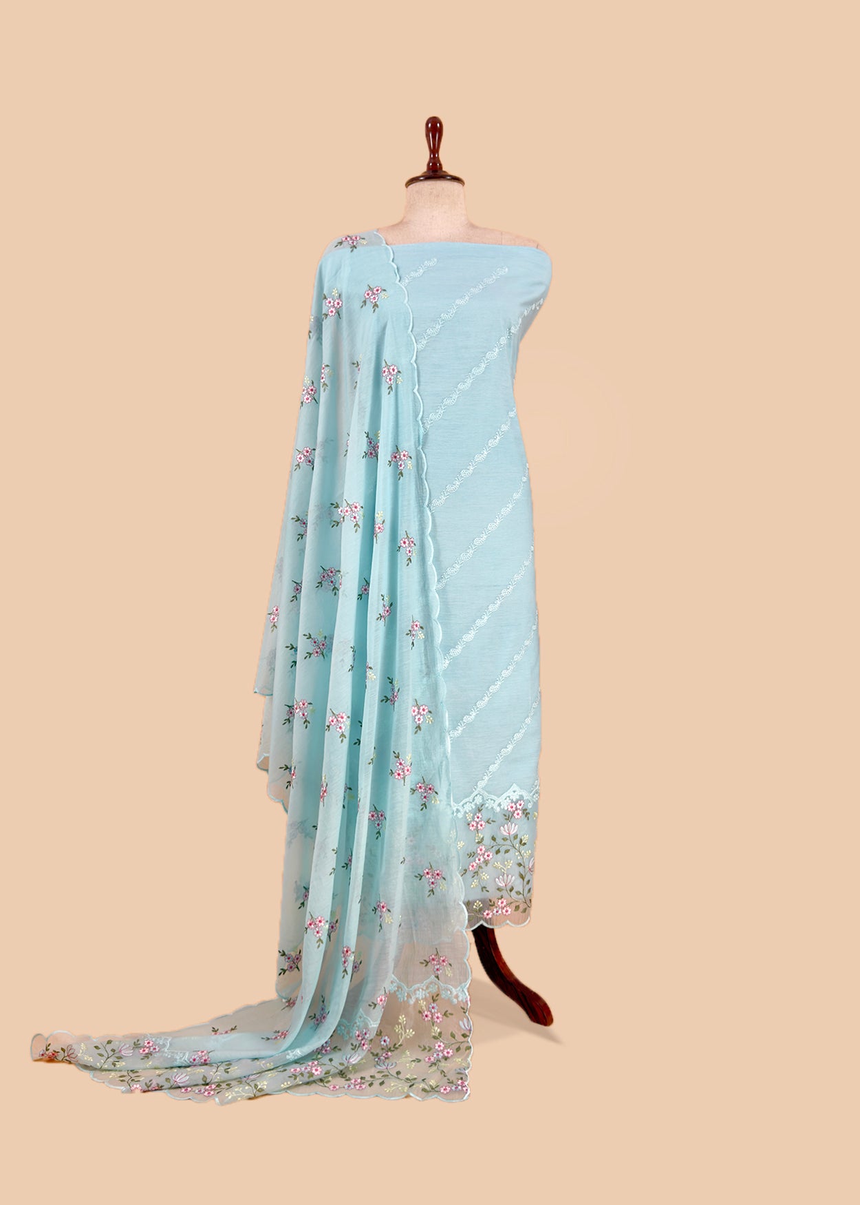 mulmul unstitched suit with dupatta

