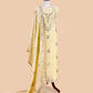 Buttar Yellow Handloom Hand-Block Print Mul Chanderi Suit With Gold Pitta Hand Work