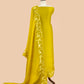 Pea Soup Pure Kora Silk Suit With Dupatta In Applique Work