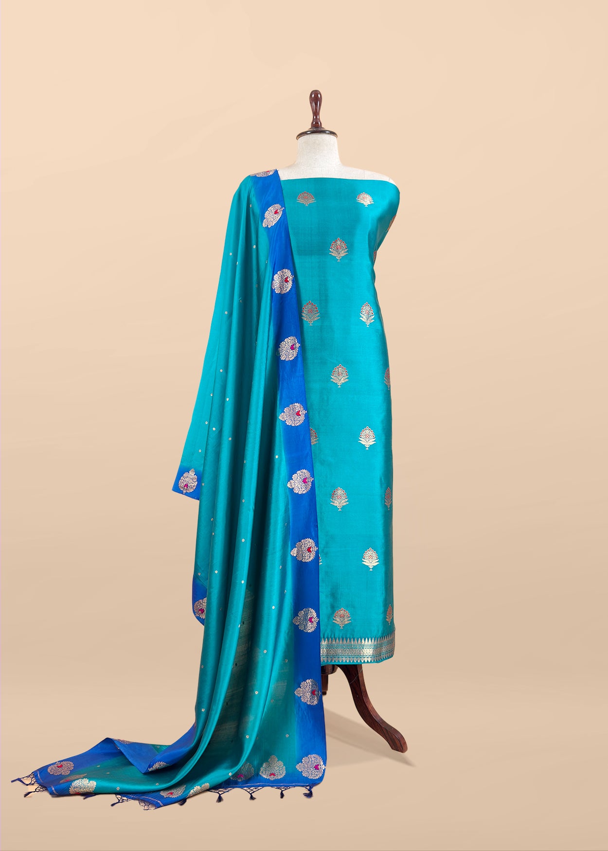 Handloom banarasi silk suit for bridal trousseau