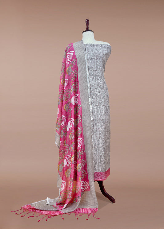 mulmul unstitched suit with dupatta

