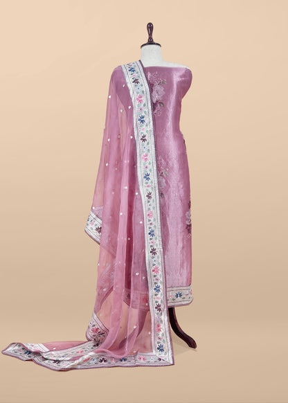 Pink Pure Tissue Silk Suit in Paithani Weaving