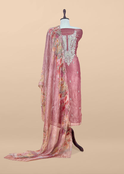 Tissue silk suit in zardosi and dabka handwork

