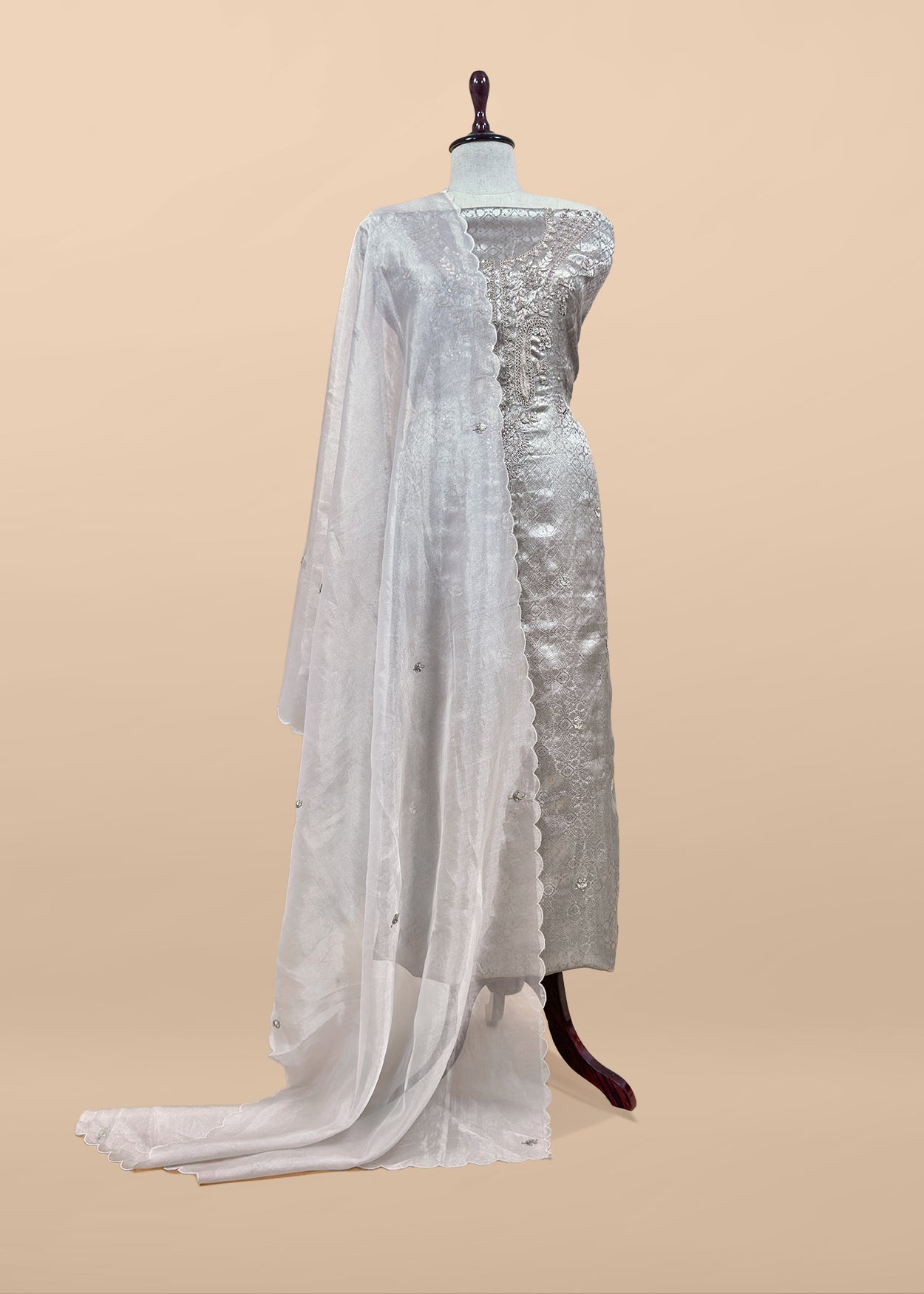 Bridesmaid Edit Brocade Varanasi Tissue Silk Suit Fabric With Handwork