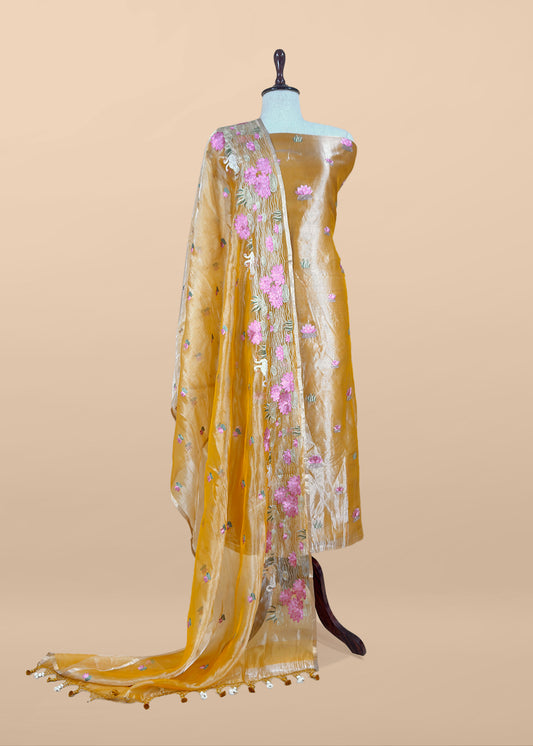 Buy wedding wear suit in tissue silk fabric

