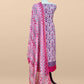 Lavender Gulbahar Pure Maheshwari Silk Unstitched Suit Fabric With Jaipuri Handblock Print