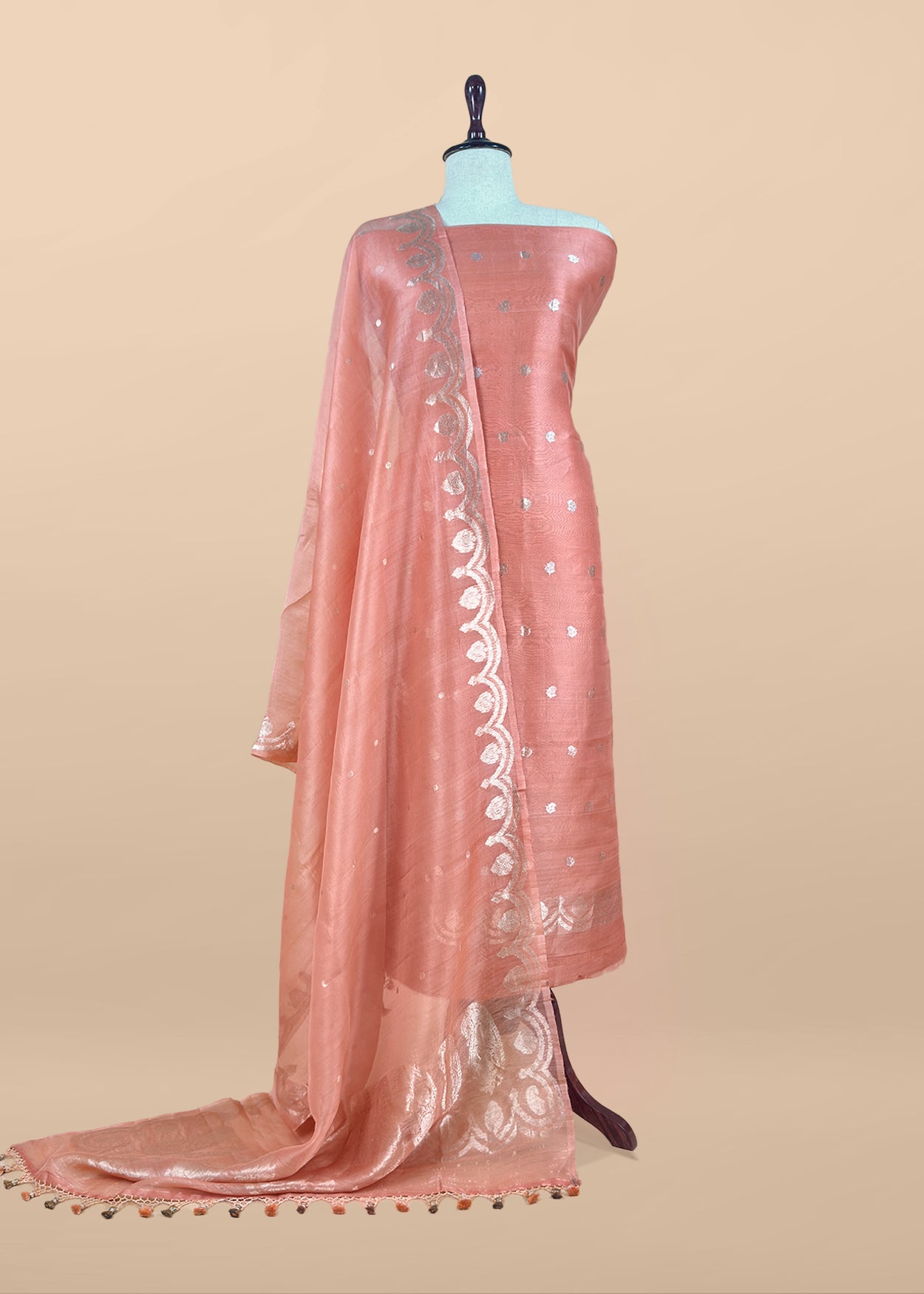 Premium quality kora silk unstitched suit with dupatta

