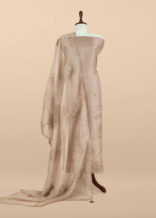 Premium quality kora silk unstitched suit with dupatta

