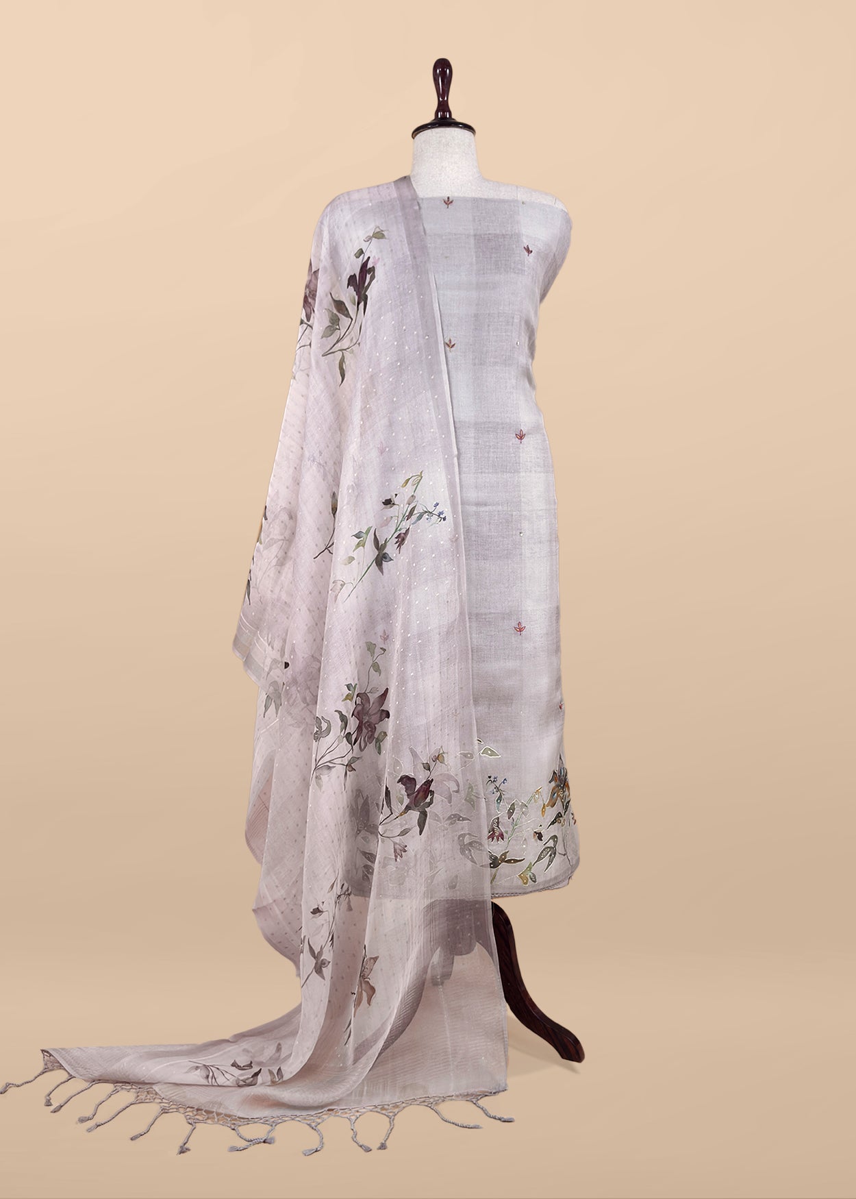 Premium quality kora silk unstitched suit with dupatta

