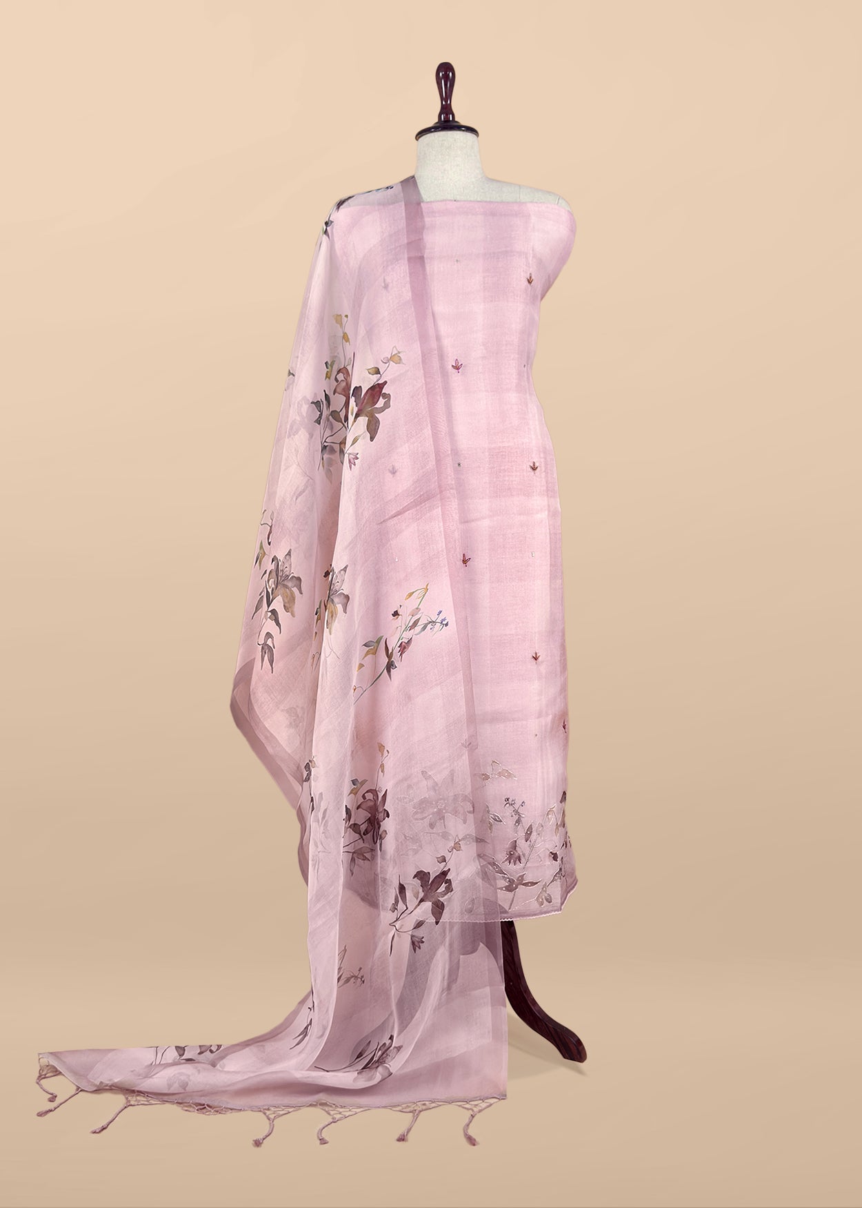 Premium quality kora silk unstitched suit with dupatta

