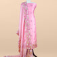 Baby Pink Handloom Kora Silk Suit With Parsi Embroidery