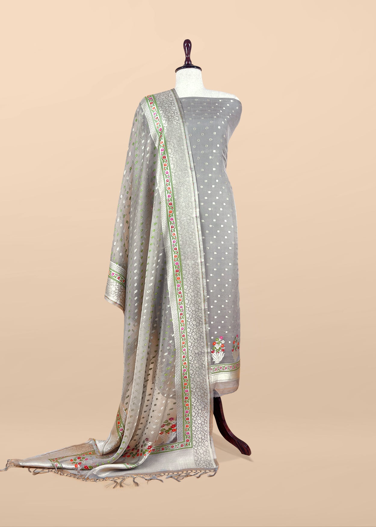 Pure handloom georgette unstitched suit with dupatta

