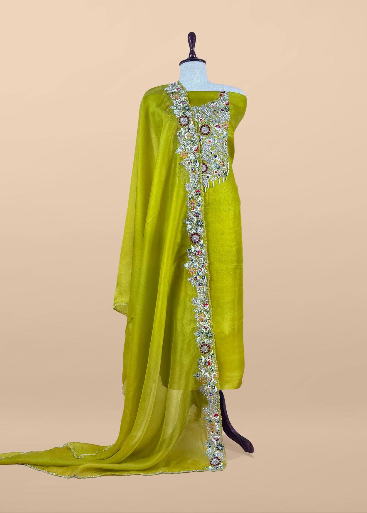 Shop designer kora silk suit for party and wedding celebration

