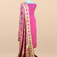 Luxe Taffy Pink Khaddi Georgette Suit Fabric With Mughal Meenakari Weaving