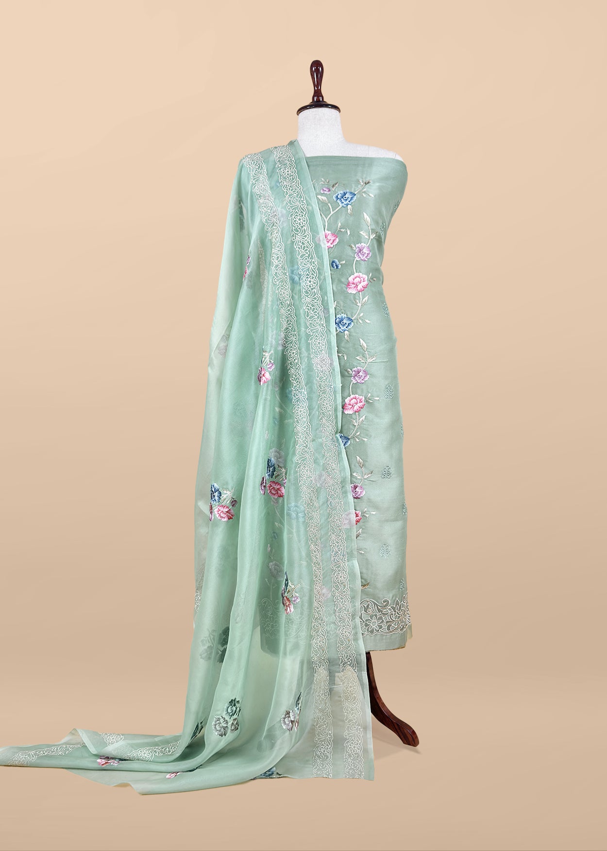 Premium quality kora silk unstitched suit with dupatta

