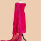 Pink Handloom Kora Silk Suit With Parsi Thread Embroidery