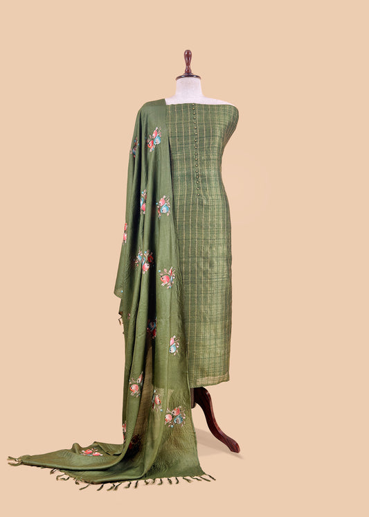 Tussar unstitched suit set at the best price