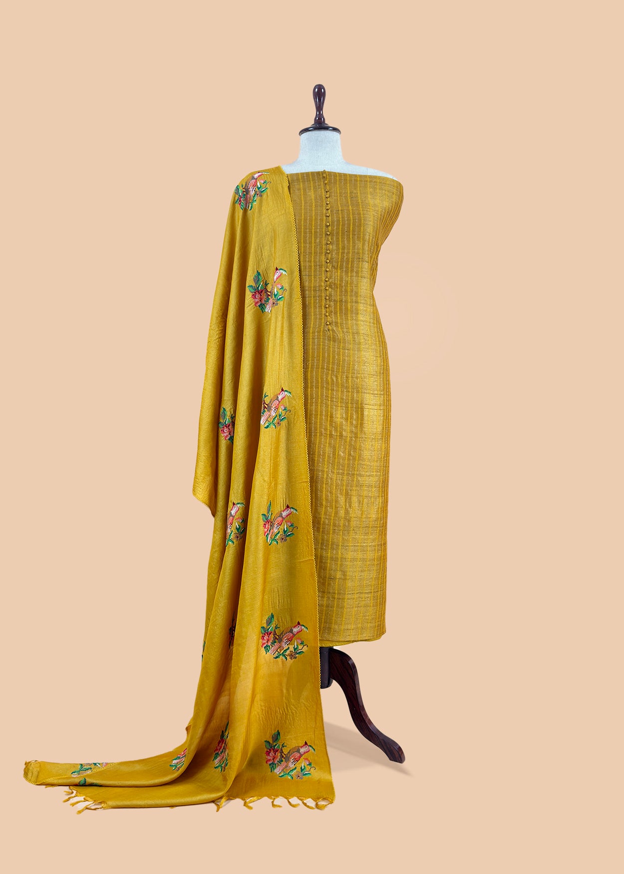 Tussar unstitched suit set at the best price